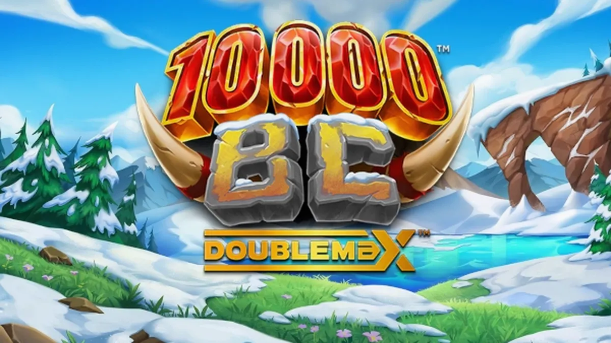 Interface do jogo de slot 10000 BC DoubleMax com tema de era glacial