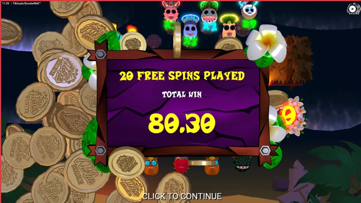 Totem Big’Um Tiki em um cenário tropical vibrante do slot Tikitopia BoosterBelt